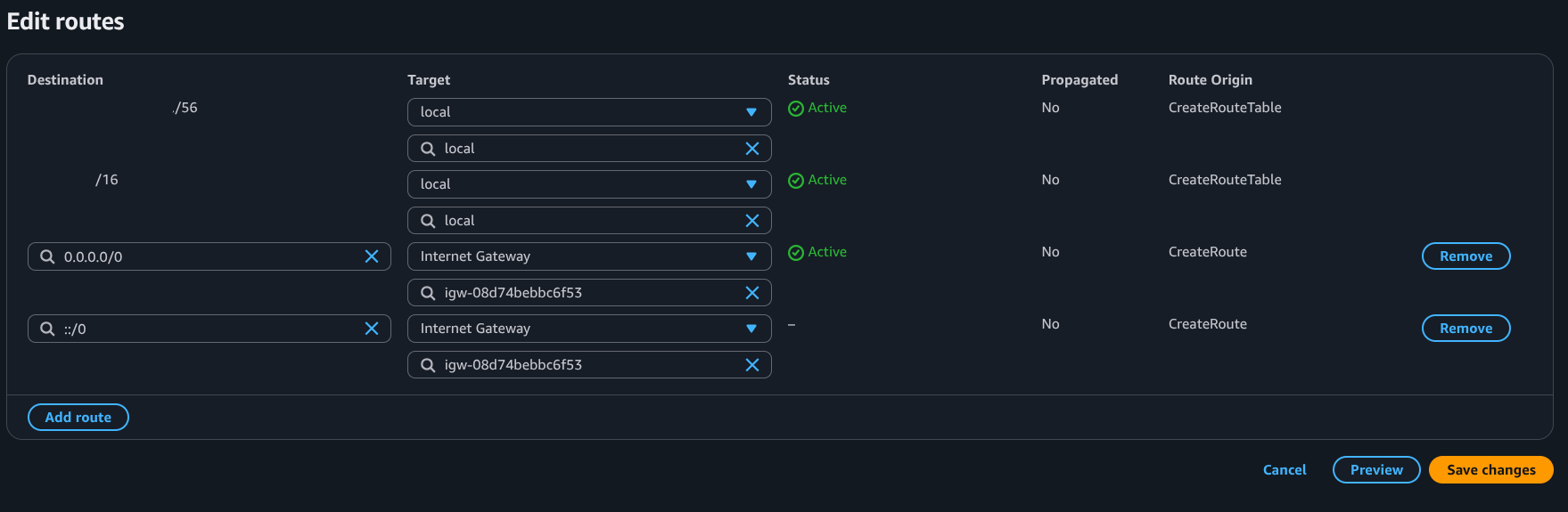 Update Routing table