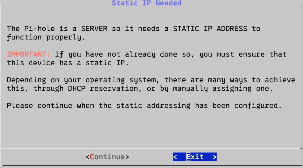 Pihole Static IP